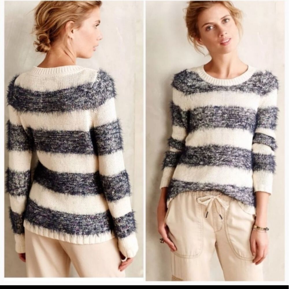 Anthropologie Tabitha Eyelash Fringe Knit Top Size Small